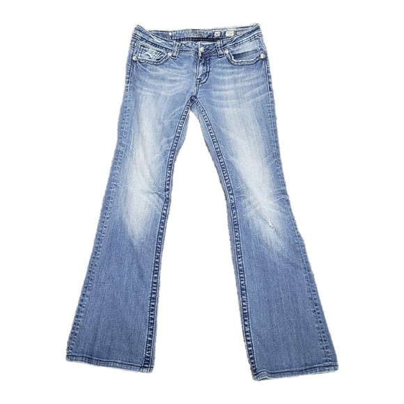Miss Me Denim - Miss Me Size 30 Boot Cut Low Rise Embellished Flap Pocket Jeans Altered